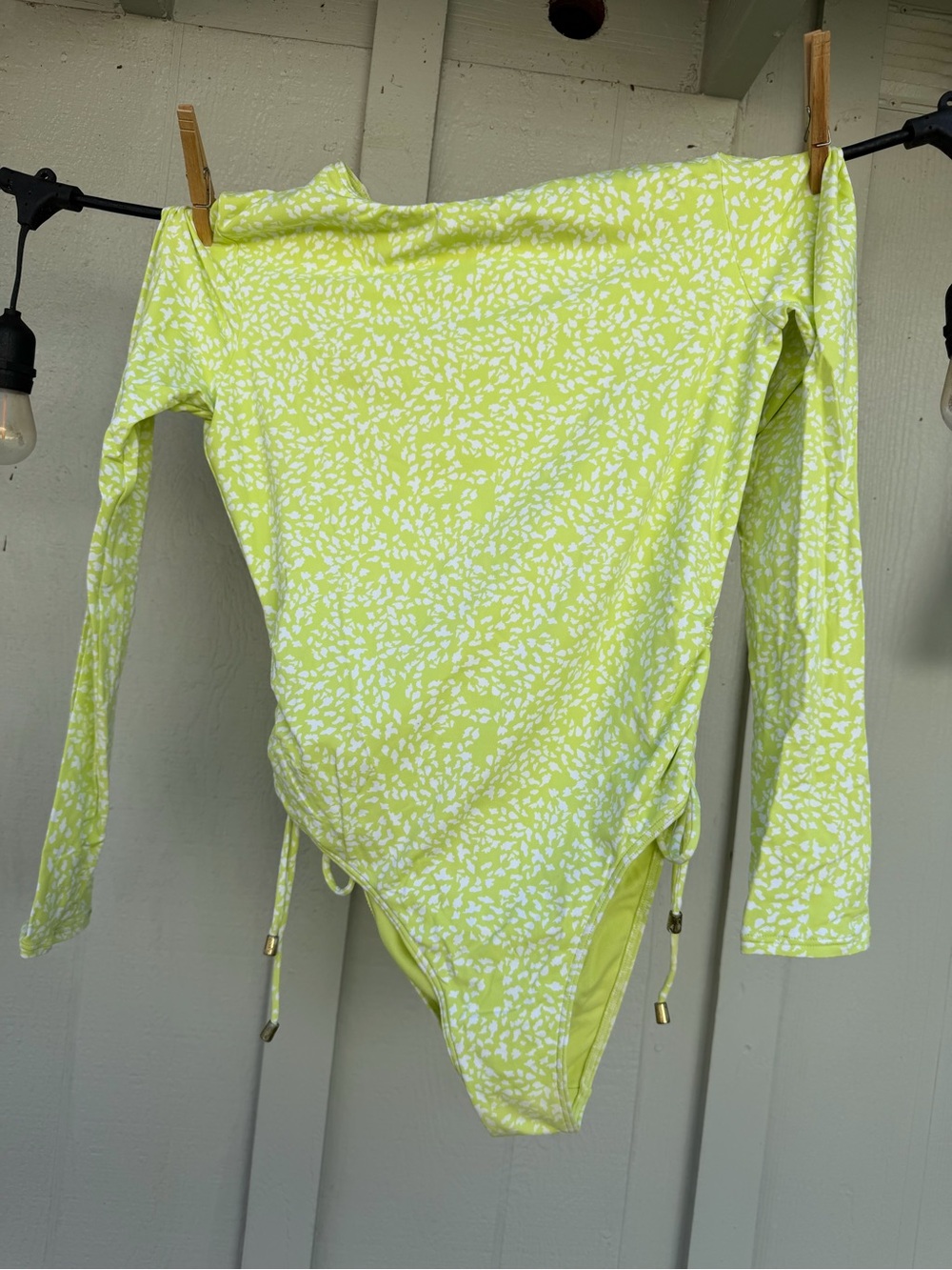 Roxy Lime Green & White Long-Sleeve One-Piece Swimsuit